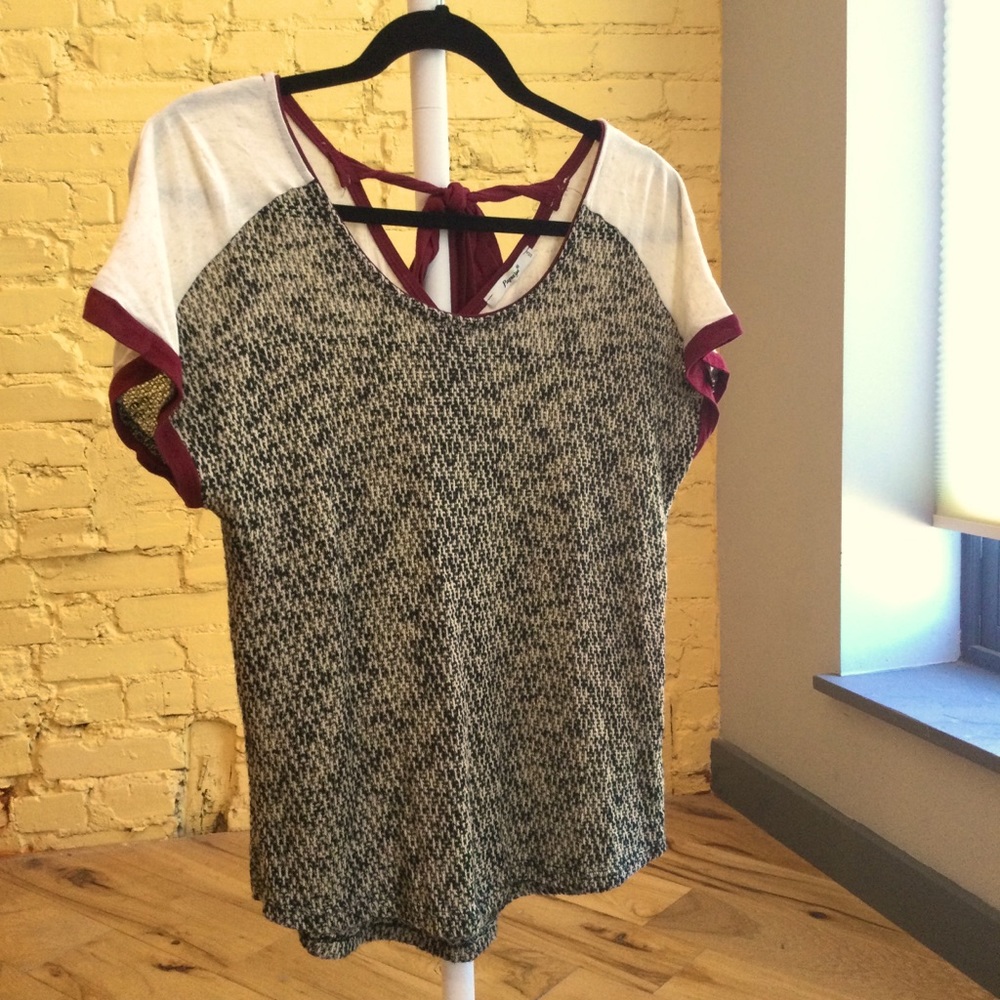Knit T-shirt with Ribbon Tie